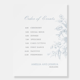 Elegant French Floral, Blue Toile Wedding timeline Foam Board