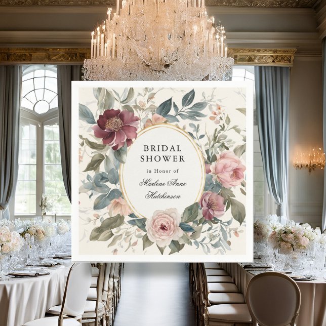 Elegant French Floral Gold Bridal Shower Tea Napkins (Creator Uploaded)