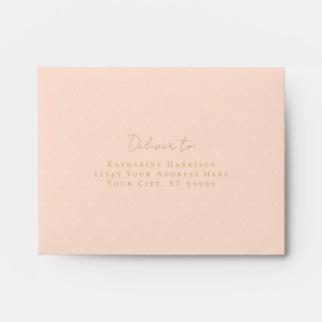 Elegant French Floral Pink Gold Baby Shower RSVP Envelope (Front)