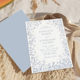 Elegant French Floral Wedding Invitation