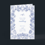 Elegant French Floral Wedding Order of Service Program<br><div class="desc">An elegant vintage rustic French blue floral monogram wedding design. A simple monogrammed design that uses your initials to create an elegant classic monogram. A charming French blue and white vintage style wedding design with classy script typography. An elegant flower wedding order of service program card design with modern elements....</div>