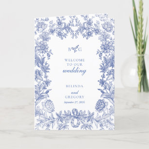 Elegant French Floral Wedding Order of Service Program