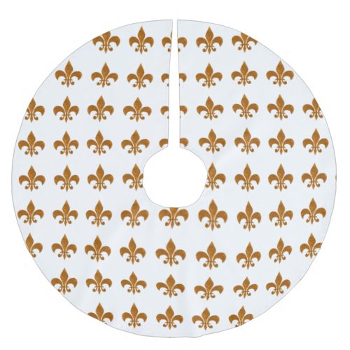 Elegant French Gold Fleur De Lis Symbols Brushed Polyester Tree Skirt