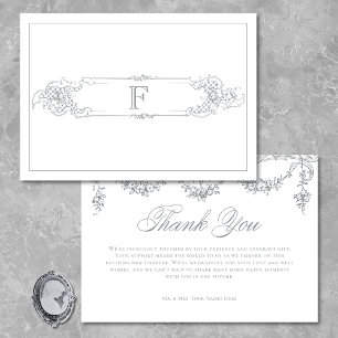 Elegant French Gray Victorian Chinoiserie Wedding Thank You Card