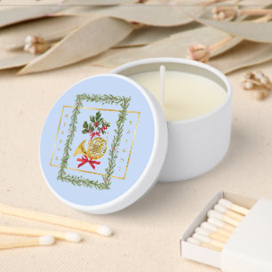 Elegant French Horn Christmas Light Blue Mini Candle Favors