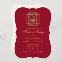 Elegant French Horn Christmas Maroon Flat Card