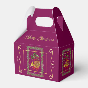 Elegant French Horn Christmas Purple  Favor Boxes