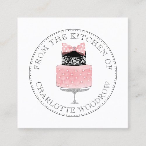 Elegant French Inspired Dessert Cake Catering Square Business Card