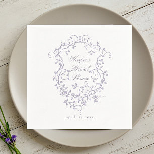 Elegant French Lavender Floral Crest Bridal Shower Napkins