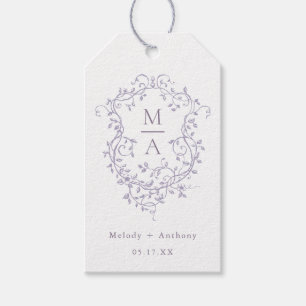 Elegant French Lavender Floral Crest Wedding Gift Tags