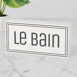 Elegant French Le Bain Bath Black White Minimalist Wooden Box Sign