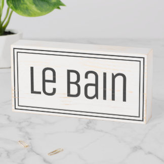 Elegant French Le Bain Bath Black White Minimalist Wooden Box Sign
