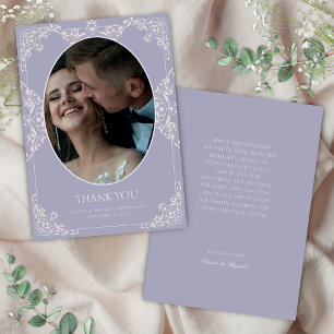 Elegant French Lilac Chic Vintage Wedding Photo Thank You Card
