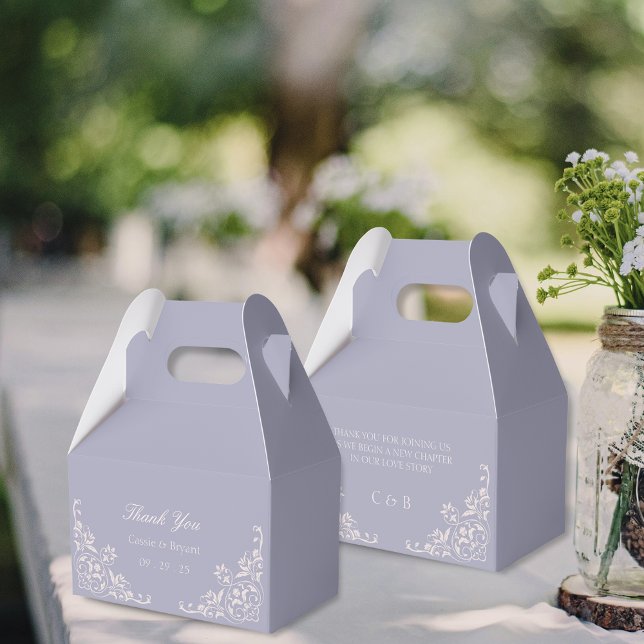 Elegant French Lilac Purple Wedding Thank You Favor Boxes (elegant purple lavender french lilac theme wedding party bridal gift thank you boxes for favors)