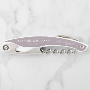 Elegant French Lilac Wedding Thank You Guest Favor Waiter's Corkscrew