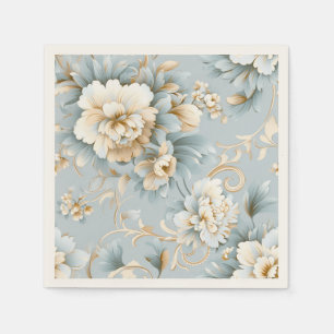 Elegant French Powder Blue, White and Gold Wedding Napkins