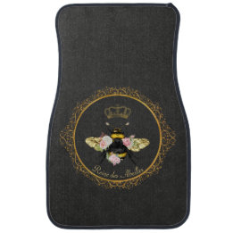 Elegant French Queen Bee Pink Roses Gray Gold Car Floor Mat