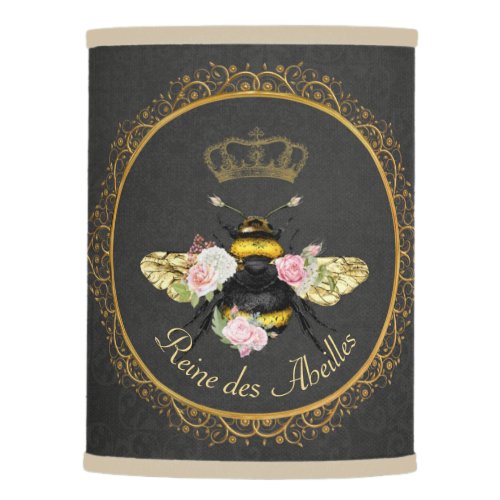 Elegant French Queen Bee Pink Roses Gray Gold Lamp Shade