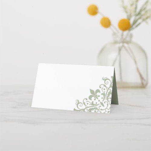 Elegant French Regency Green Fleur de Lis Wedding Place Card