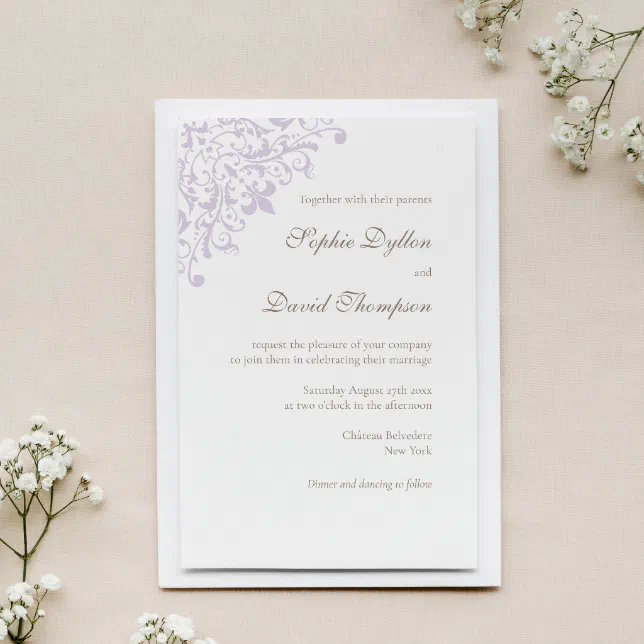 Elegant French Regency Purple Fleur De Lis Pattern Invitation Zazzle