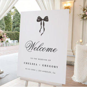 Elegant French Ribbon Bow Wedding Welcome Sign