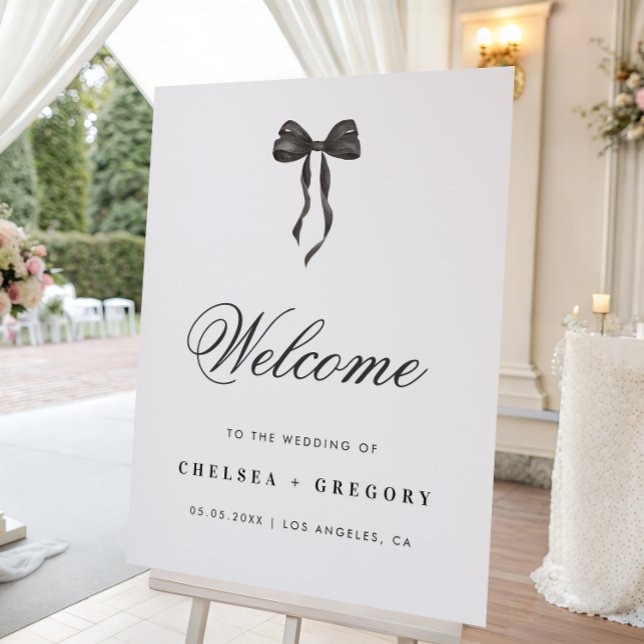 Elegant French Ribbon Bow Wedding Welcome Sign (Creator Uploaded)