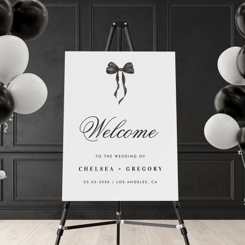 Elegant French Ribbon Bow Wedding Welcome Sign