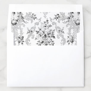 Elegant French Rococo Black and White Floral Envelope Liner