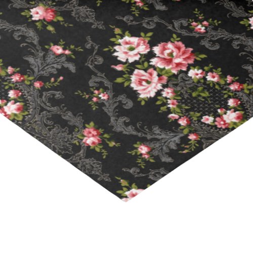 Elegant French Rococo Floral_Black Background  Tissue Paper