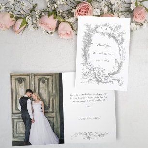 Elegant French Rococo Floral Letterpress Thank You Card