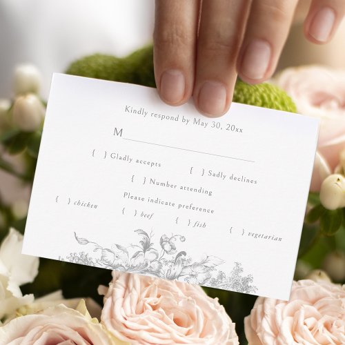 Elegant French Rococo Floral RSVP Card