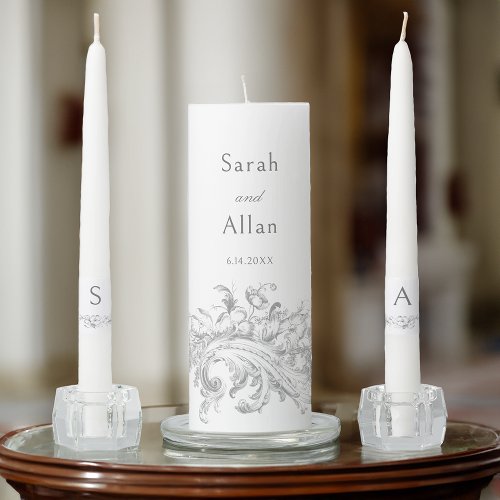 Elegant French Rococo Floral Unity Candle Set
