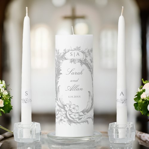 Elegant French Rococo Floral Unity Candle Set