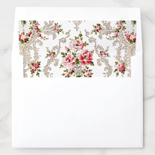 Elegant French Rococo Floral_White Background Envelope Liner