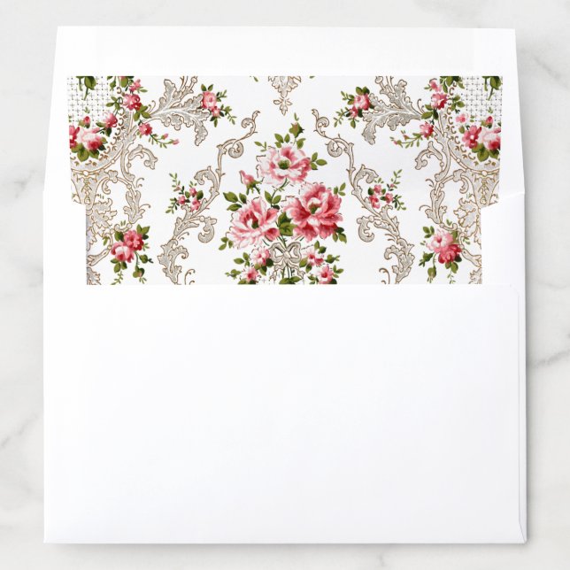 Elegant French Rococo Floral-White Background Envelope Liner (In Envelope)