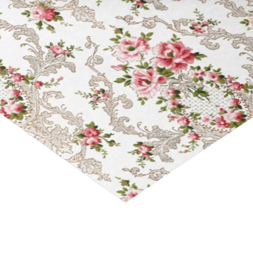 Elegant French Rococo Floral_White Background Tissue Paper