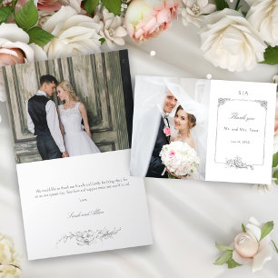 Elegant French Rococo Frame Photo Letterpress Thank You Card