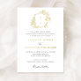 Elegant French Roses Floral Monogram Crest Wedding Foil Invitation