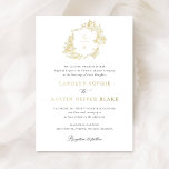 Elegant French Roses Floral Monogram Crest Wedding Foil Invitation at Zazzle