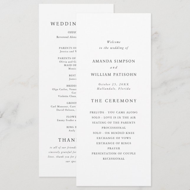 Elegant French Roses Garden Toile Wedding Ceremony Program (Front/Back)