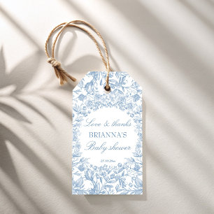Elegant French toile blue baby shower favor Gift Tags