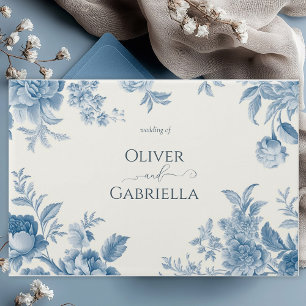 Elegant French toile Blue Floral Wedding Guest Book