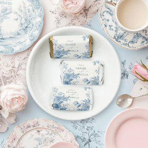 Elegant French toile Blue Floral Wedding Hershey's Miniatures