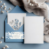 Elegant French toile Blue Floral Wedding