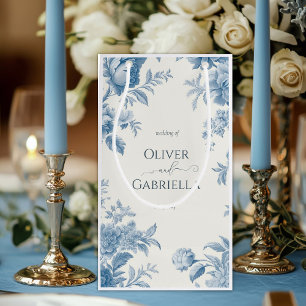 Elegant French toile Blue Floral Wedding Small Gift Bag