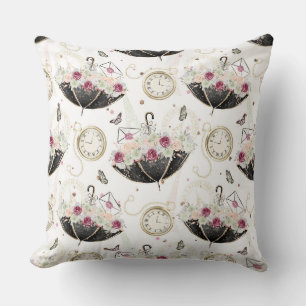 Elegant French Umbrellas Throw Pillow