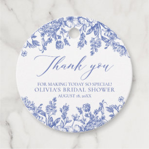 Elegant French Victorian Blue Floral Bridal Shower Favor Tags