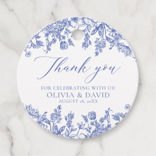 Elegant French Victorian Blue Floral Wedding Favor Tags