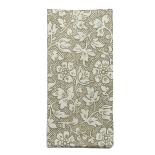 Elegant French Vintage Beige Floral Pattern Cloth Napkin