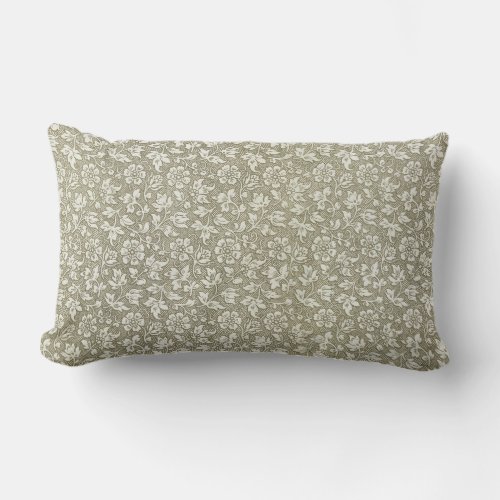Elegant French Vintage Beige Floral Pattern Lumbar Pillow